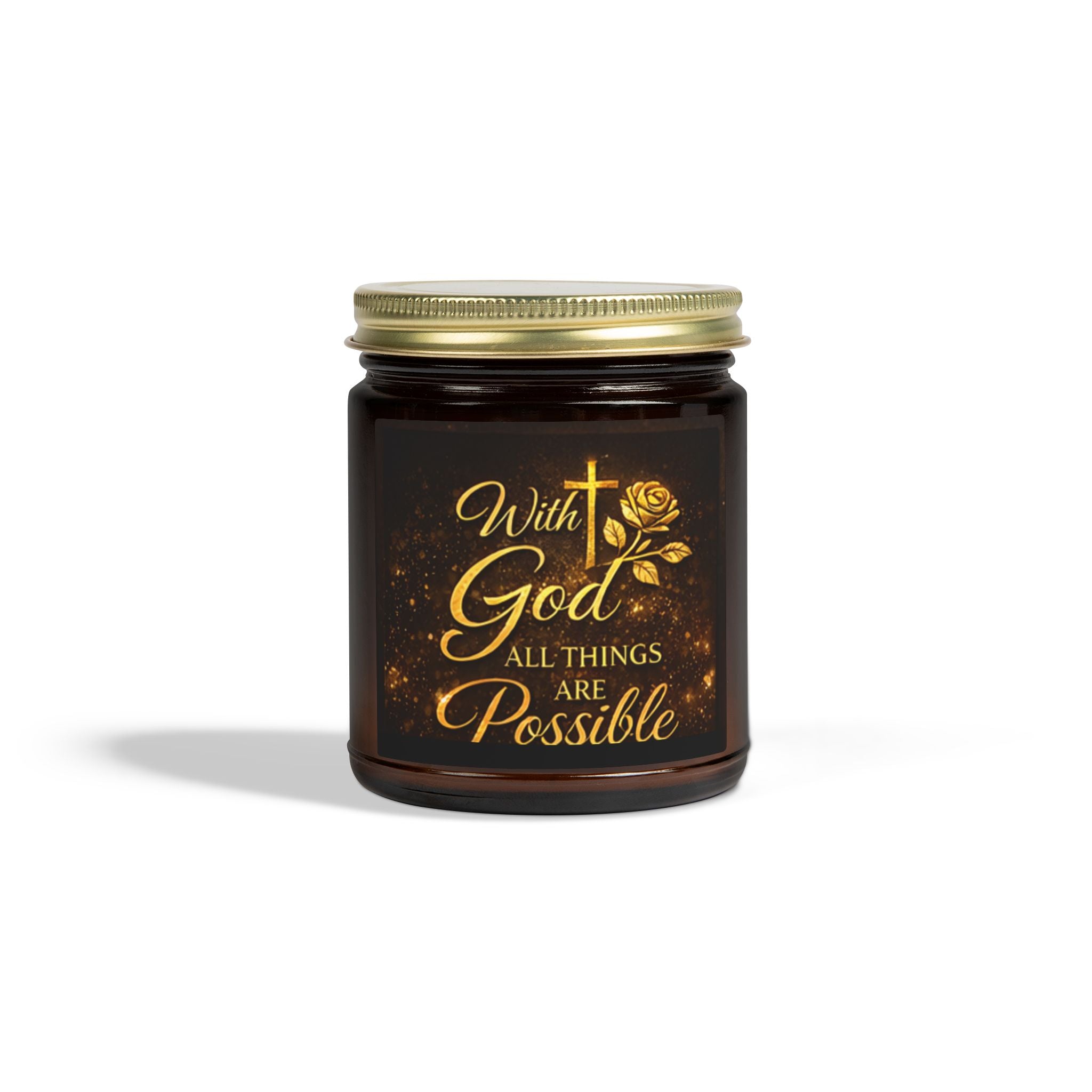 Inspirational 'With God All Things Are Possible' Coconut Apricot Scented Candle (4oz & 9oz)