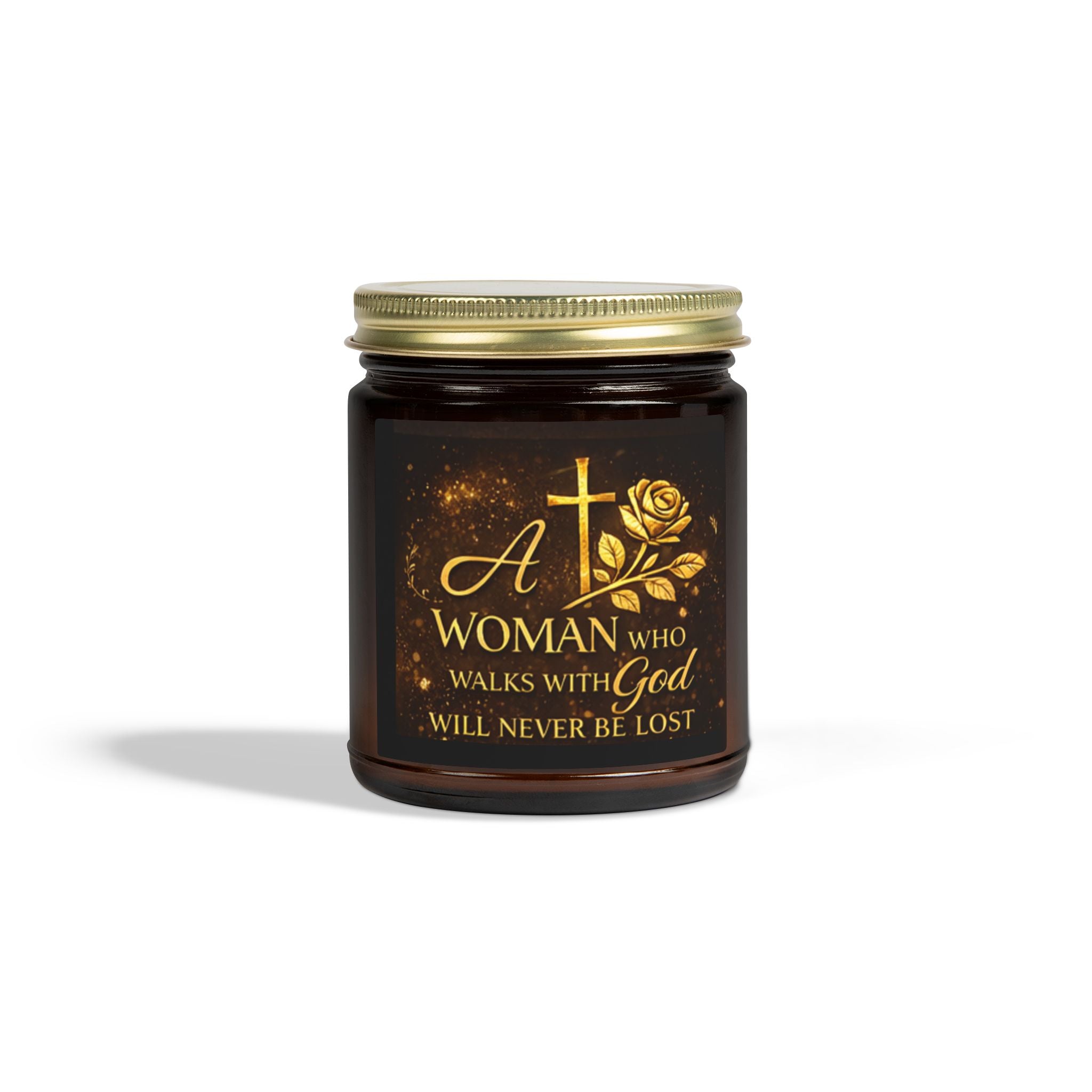 Inspirational Christian Candle — "A Woman Who Walks with God" Coconut Apricot Wax Jar (4oz/9oz)