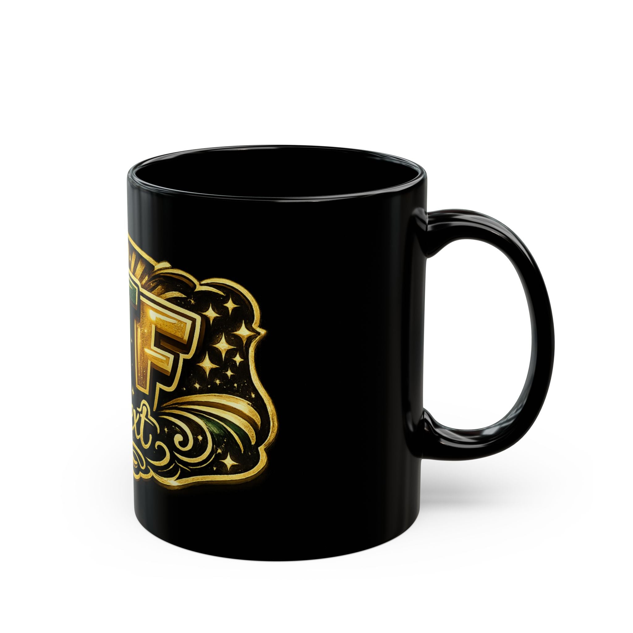 WTF Is Next? Black Ceramic Mug – Funny Retro Tattoo-Style Coffee Cup (11oz/15oz)