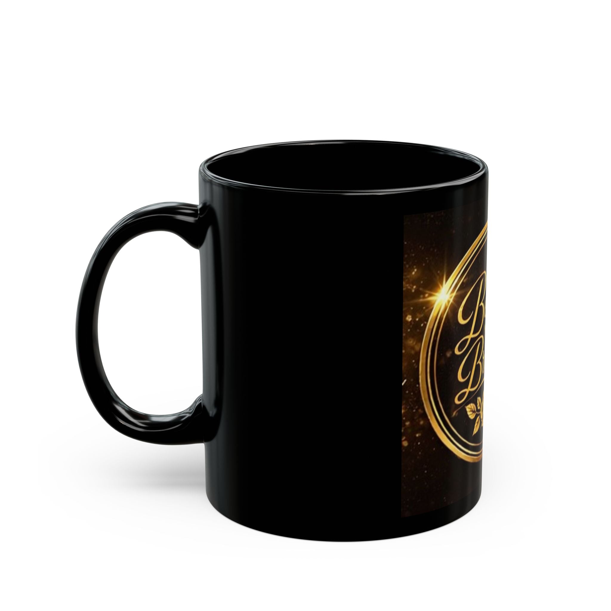 Bent Not Broken Black Coffee Mug — Inspirational Christian Cross & Rose Design (11oz/15oz)
