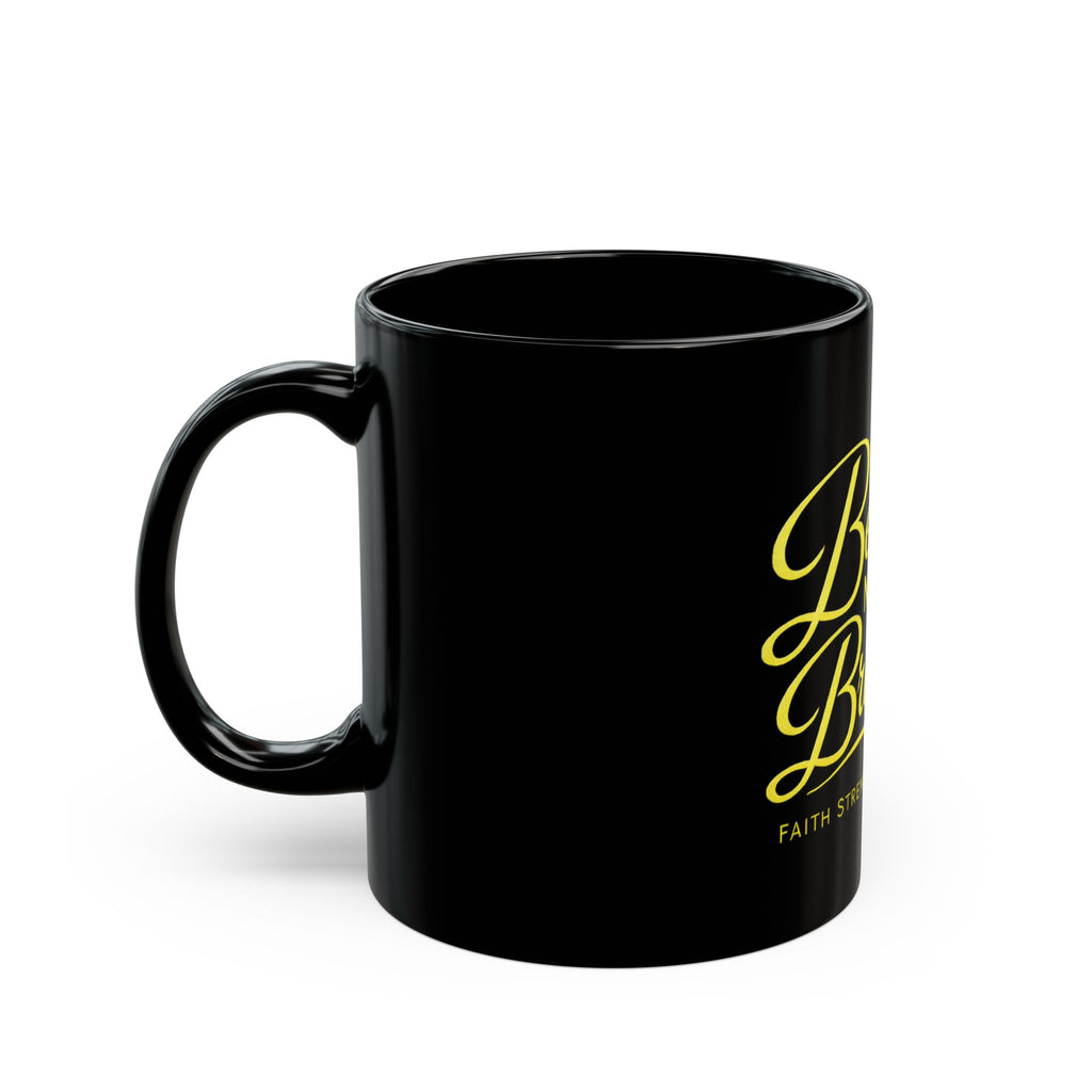 Bent Not Broken Black Mug — Faith, Strength & Resilience Coffee Cup