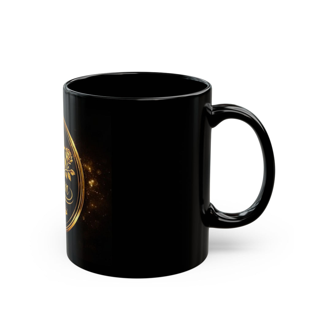 Bent Not Broken Black Coffee Mug — Inspirational Christian Cross & Rose Design (11oz/15oz)