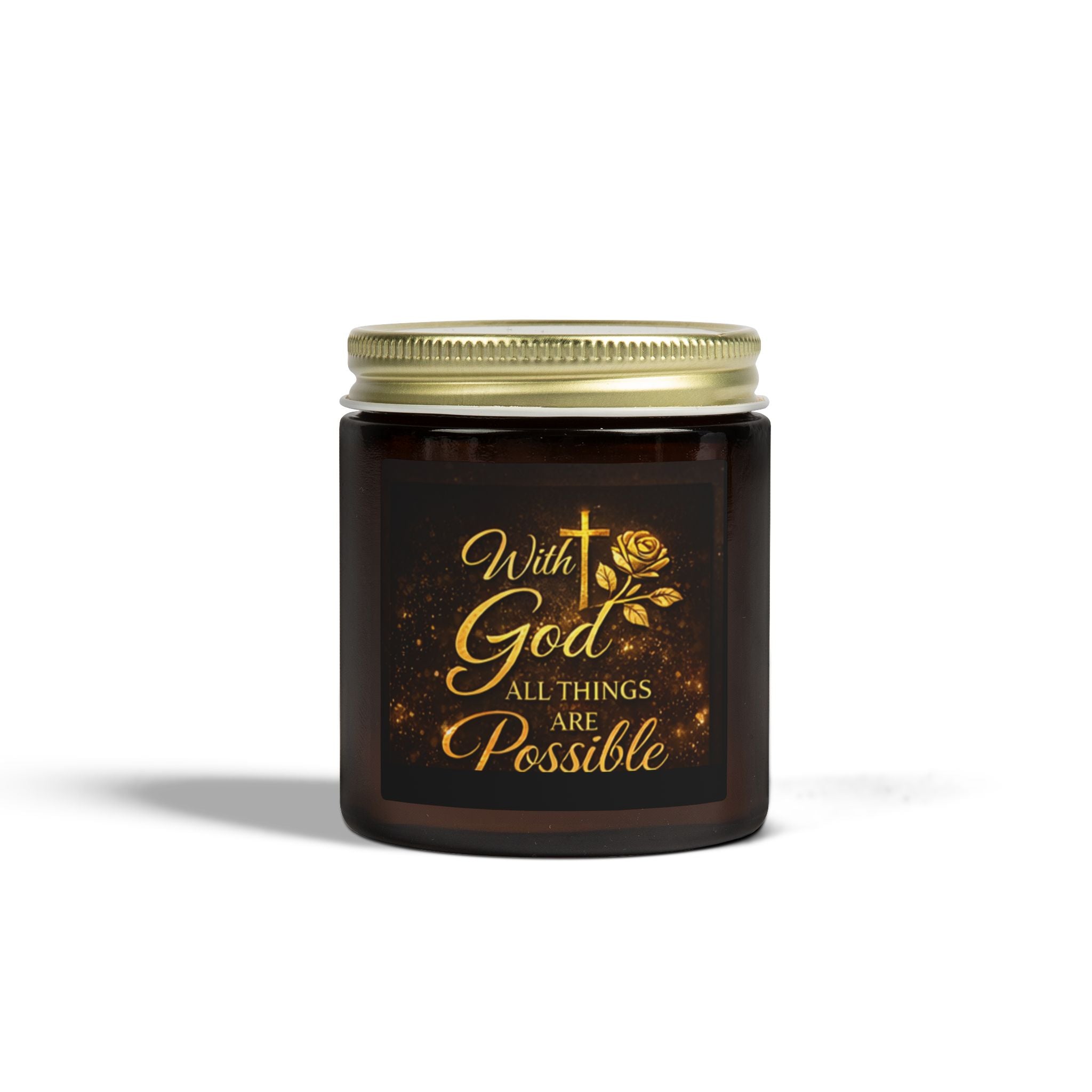Inspirational 'With God All Things Are Possible' Coconut Apricot Scented Candle (4oz & 9oz)