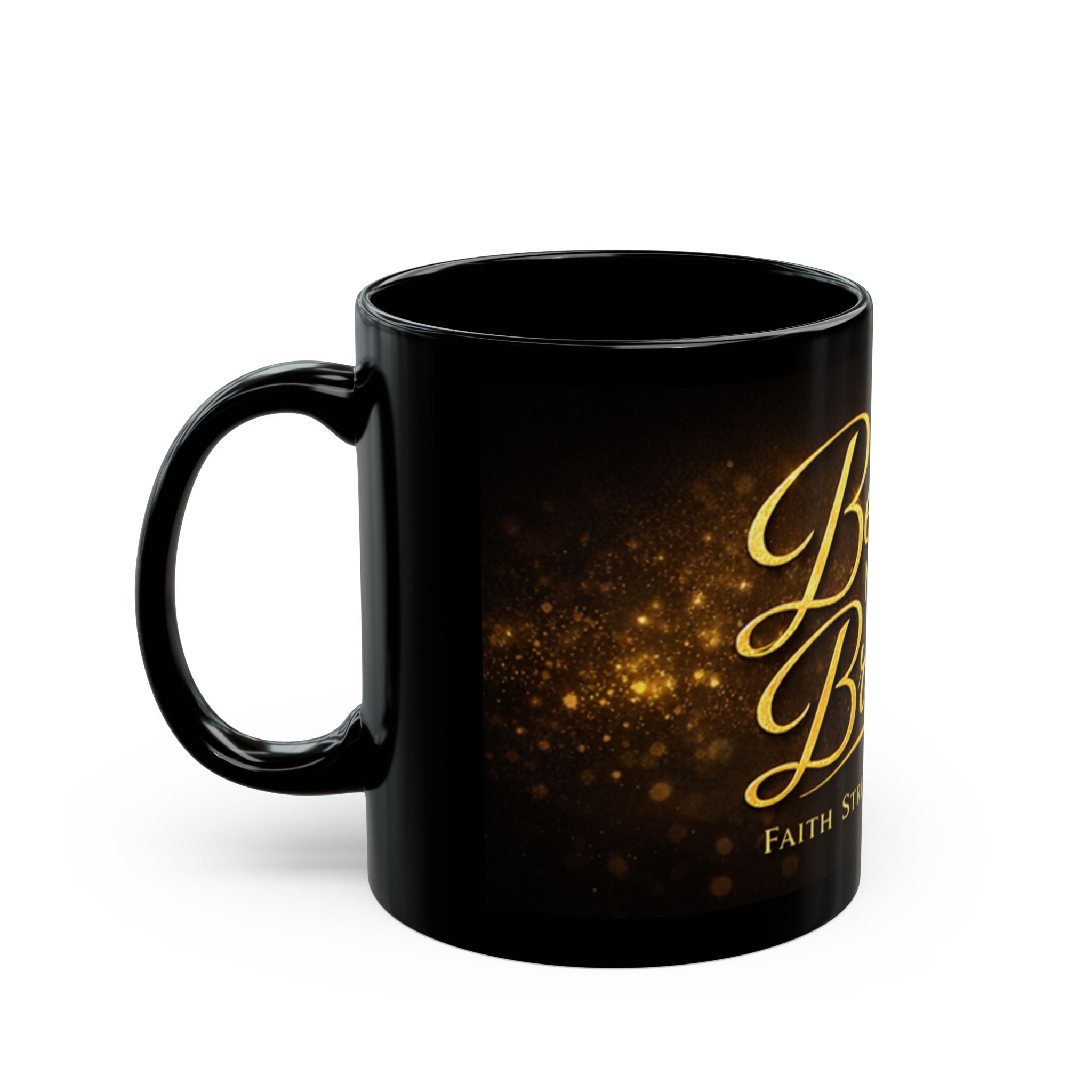 Bent Not Broken Black Mug — Faith Strength Resilience Inspirational Coffee Cup